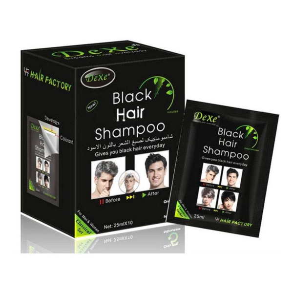 Champú de Tinte Instantáneo Dex: Cabello Negro Brillante al Instante